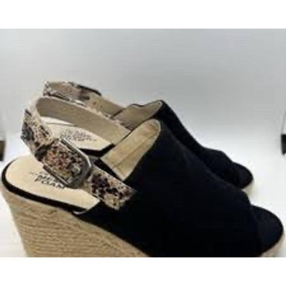 LifeStride Shoes - LifeStride Trina Espadrille Wedge Sandals Women 6M Black Snakeskin Slingback